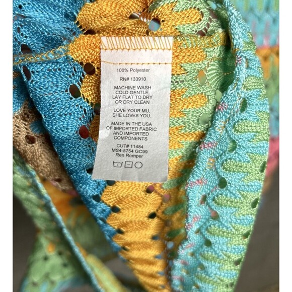 Show Me Your Mumu Ren Romper in Multi Stripe Crochet Beach Cover Up Size L - Picture 8 of 10